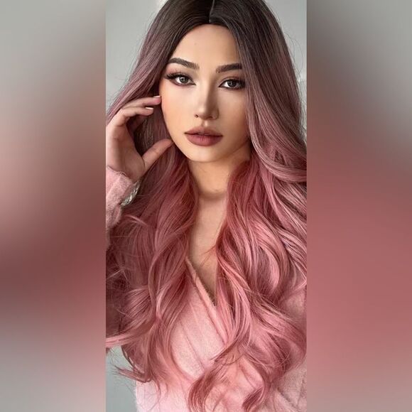 🔥🔥 Blonde unicorn pink curly long 26 inch wig ,darker roots as seen in pics. - Picture 9 of 9
